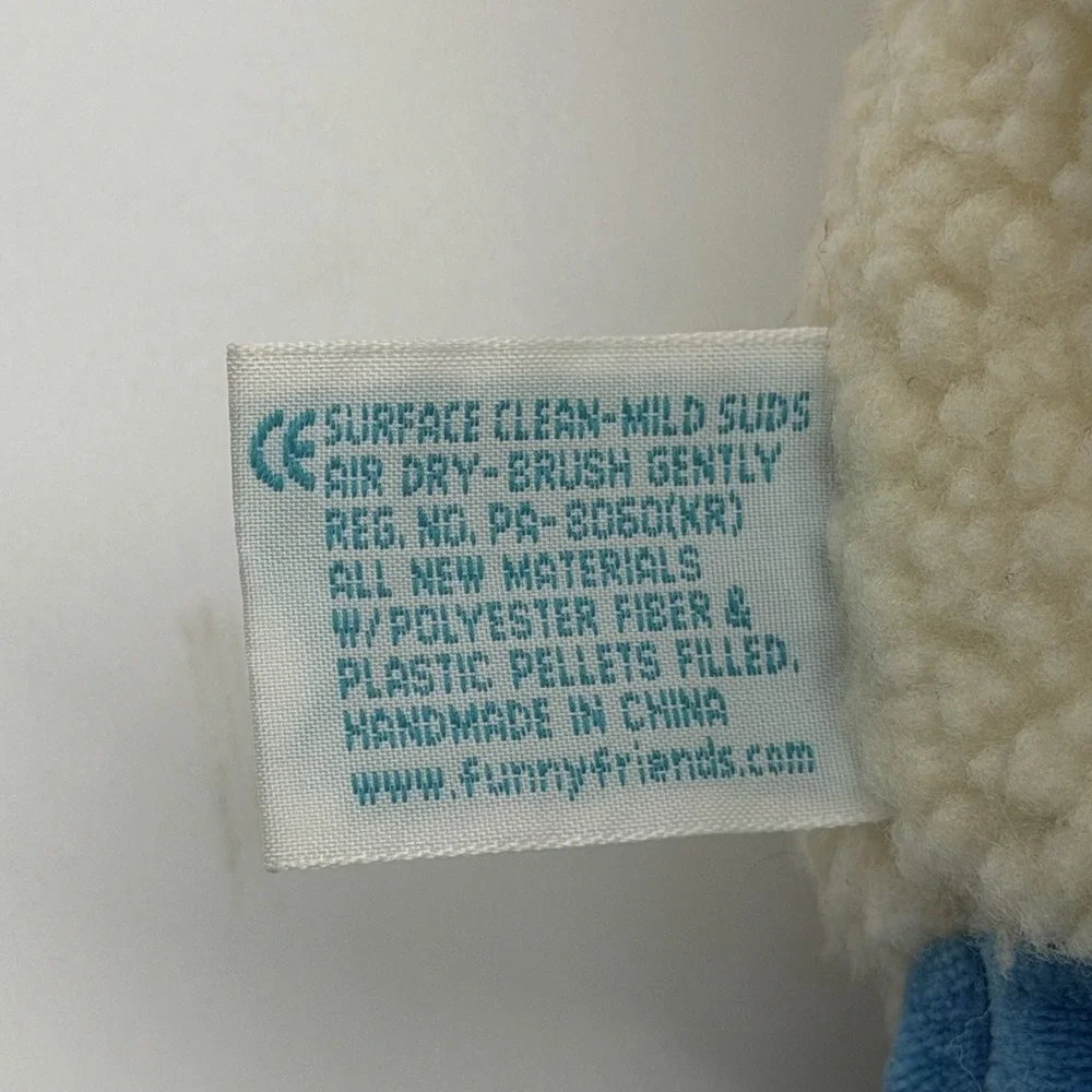 Vintage Funny Friends Jennifer Mazur Lamb Sheep Plush Blue White Soft Sculpture